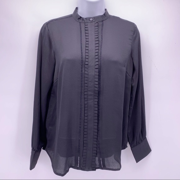 Ann Taylor Black Button Down Victorian Blouse - Picture 1 of 6